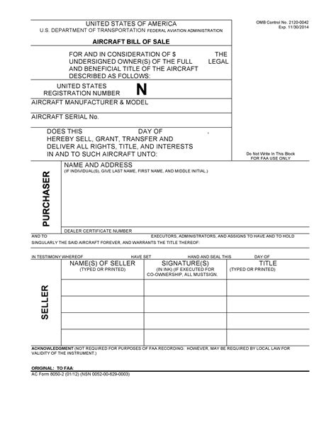 Unlocking Faa Form 110a: Aircraft Bill Of Sale Insights