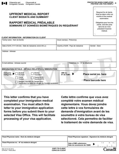 Upfront Medical Report Form Imm 1017b: A Complete Guide