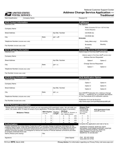 Usps Change Of Address Form Printable Download