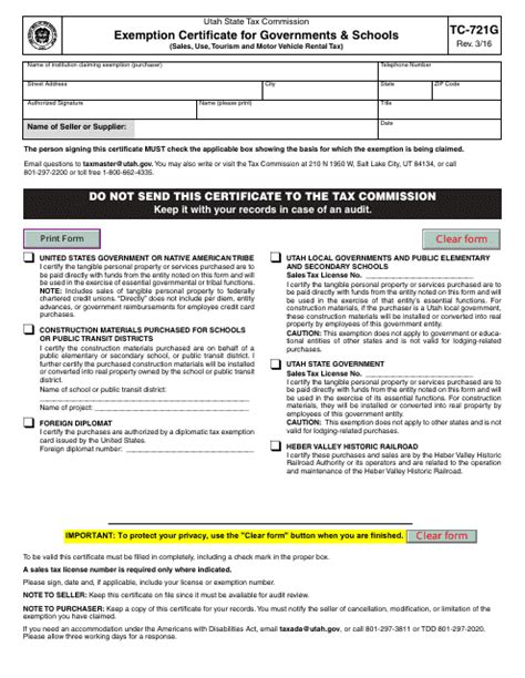 Utah Tax Exempt Form Tc-721g: A Step-By-Step Guide