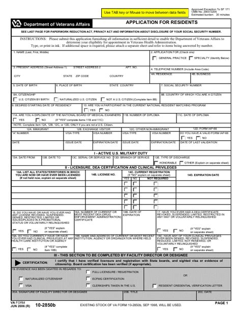 Va Form 10-2850b: Fillable Application For Health Professions Trainees