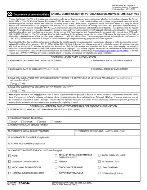 Va Form 20-0344: Request For Service Details