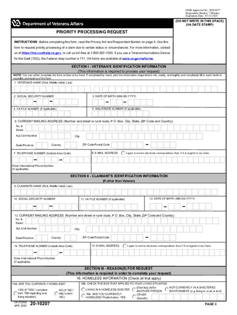 Va Form 20-10207: Application For Education Benefits