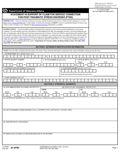 Va Form 21-0781 Filing Guide And Example