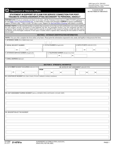 Va Form 21-0781a Filing Guide And Example