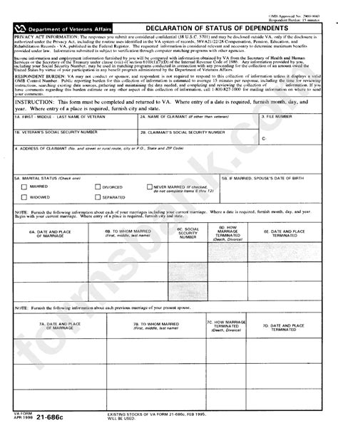 Va Form 21-686c Printable: Download And Instructions