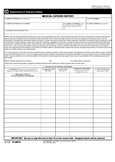 Va Form 21-8416: Request For Service-Connected Compensation