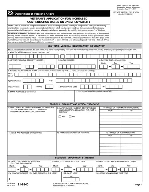 Va Form 21 8940 Fillable: Easy Claim Assistance