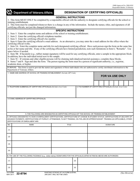 Va Form 22 8794: Dependency Verification Document Guide