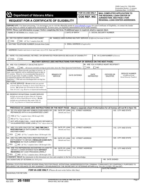 Va Form 26-1880 Printable Version Download Guide