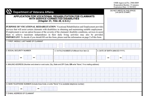 Va Form 28 0800: Vocational Rehabilitation Application Guide