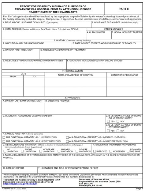 Va Form 29-357: Veterans Benefit Claim Certification