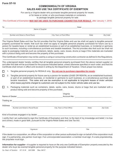 Va Form St-10: Understanding The Certificate Of Residency