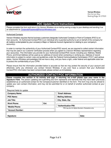 Verizon Poc Update Form: A Step-By-Step Guide