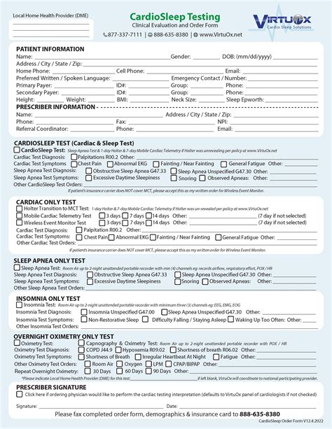 Virtuox Sleep Study Order Form: A Comprehensive Guide