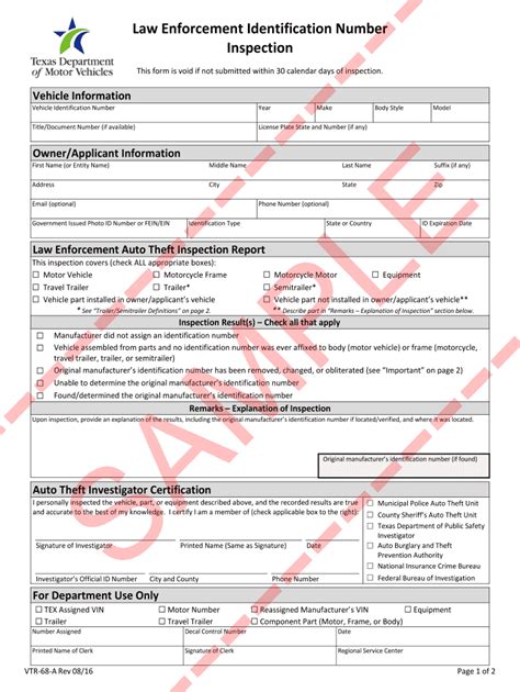 Vtr-68a Inspection Form Guide And Download