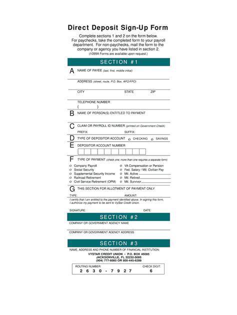 Vystar Direct Deposit Form: Easy Enrollment Guide