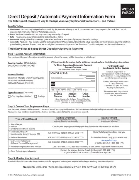 Wells Fargo Direct Deposit Authorization Form Made Easy