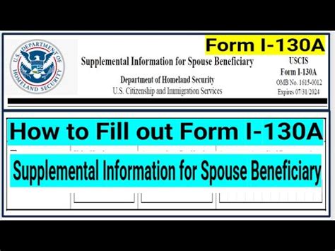 Who Should Fill Out Form I-130a For Immigration