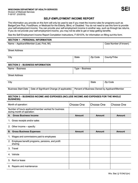 Wisconsin Self Employment Income Report Form Guide