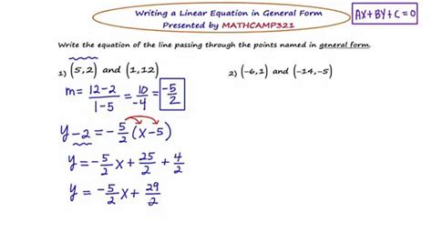 Writing Equations In General Form Made Easy